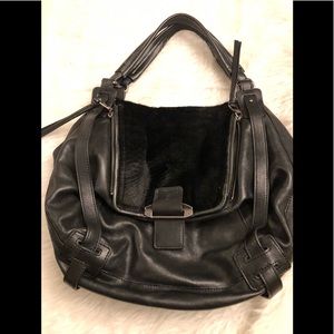 Kooba Leather and fur jonnie Bag EUC black